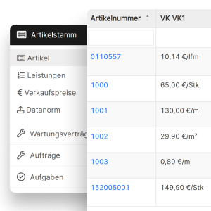 Artikelübersicht in HERO