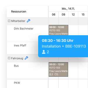 Terminübersicht in der HERO Plantafel