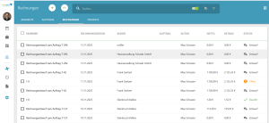 Übersicht der Rechnungen in mfr